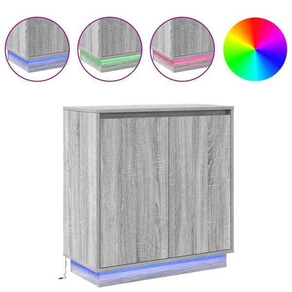 vidaXL LED komoda Siv&yacute; Sonoma 71 x 34,5 x 75 cm Kompozitn&eacute; drevo