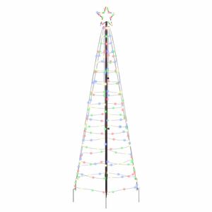 vidaXL LED Vianočn&yacute; stromček so zemn&yacute;mi kol&iacute;kmi Viacfarebn&yacute; 250 cm
