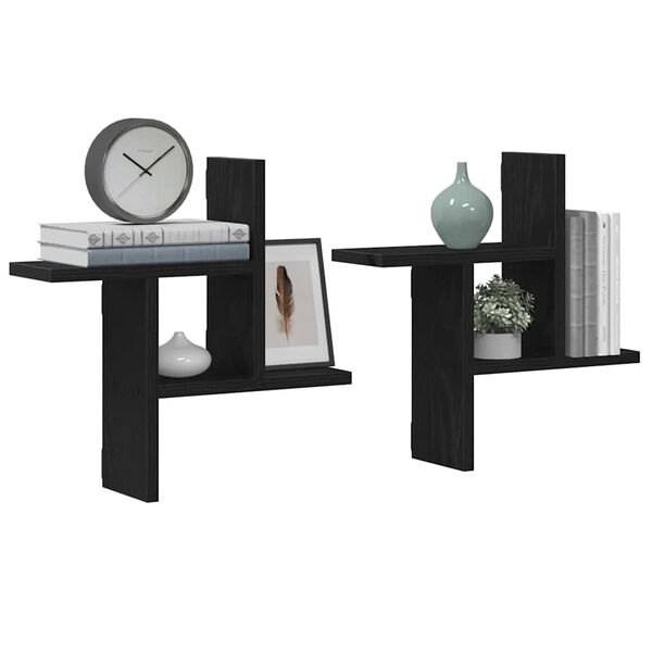 vidaXL N&aacute;stenn&eacute; police 2 ks čierne dub 38x12x38 cm kompozitn&eacute; drevo