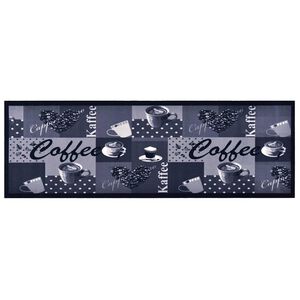 vidaXL Kuchynsk&yacute; koberec prateľn&yacute; modr&yacute; dizajn s k&aacute;vou 45x150 cm