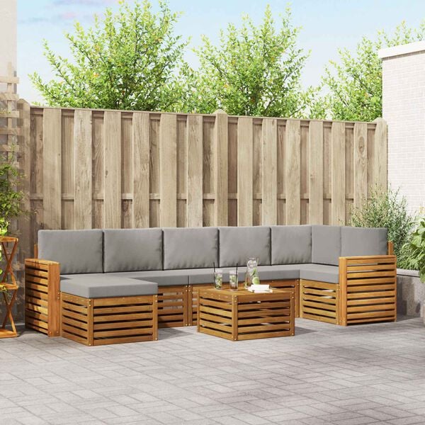 vidaXL S&uacute;pravy pohoviek s vank&uacute;&scaron;om 8 pcs Pr&iacute;rodn&aacute; a svetlosiv&aacute;