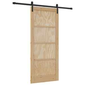 vidaXL Posuvn&eacute; dvere 86 x 198,5 cm Borovicov&yacute; mas&iacute;v Pr&iacute;rodn&aacute; a čierna