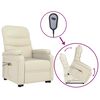 vidaXL Zdv&iacute;hacie mas&aacute;žne kreslo, kr&eacute;movo biele, umel&aacute; koža