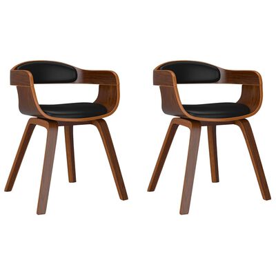 vidaXL Jedálenské stoličky 2 ks, čierne, ohýbané drevo a umelá koža