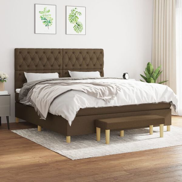 vidaXL Boxspring posteľ s matracom tmavohned&aacute; 160x200 cm l&aacute;tka