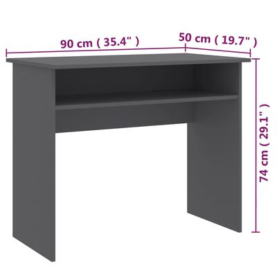 vidaXL Písací stôl, sivý 90x50x74 cm, drevotrieska