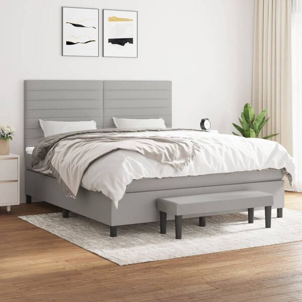 vidaXL Boxspring posteľ s matracom bledosiv&aacute; 180x200 cm l&aacute;tka