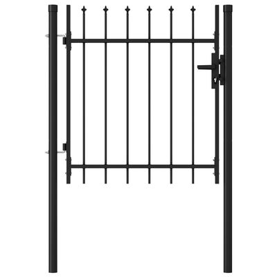 vidaXL Jednokrídlová plotová brána s hrotmi, oceľ 1x1 m, čierna
