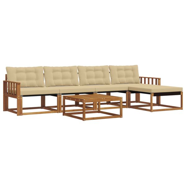 vidaXL Z&aacute;hradn&aacute; s&uacute;prava gaučov s vank&uacute;&scaron;om 6 pcs Pr&iacute;rodn&aacute; a b&eacute;žov&aacute;