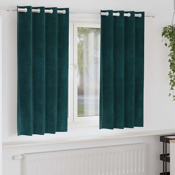 vidaXL Zatemňovacie z&aacute;vesy 2 pcs Tmavozelen&aacute; 140 x 175 cm Zamat