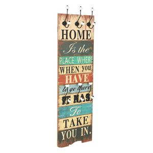 vidaXL N&aacute;stenn&yacute; ve&scaron;iak na kab&aacute;ty so 6 h&aacute;čikmi, 120x40 cm, HOME IS