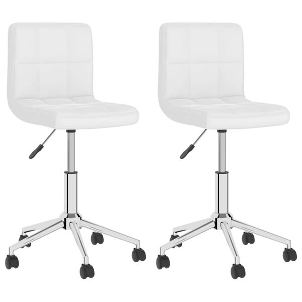 vidaXL Otočn&eacute; jed&aacute;lensk&eacute; stoličky 2 ks biele umel&aacute; koža