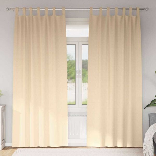 vidaXL Z&aacute;clony na zatemnenie s kr&uacute;žkami 2 pcs Kr&eacute;mov&aacute; 260 x 140 cm