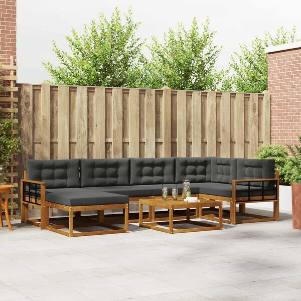 vidaXL Z&aacute;hradn&aacute; s&uacute;prava gaučov s vank&uacute;&scaron;om 7 pcs Pr&iacute;rodn&aacute; a antracitov&aacute;