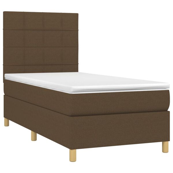 vidaXL Boxspring posteľ s matracom tmavohned&aacute; 90x190 cm l&aacute;tka