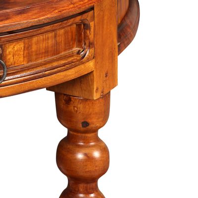 vidaXL Polkruhový príručný stolík, masívne sheeshamové drevo, 90x40x76 cm