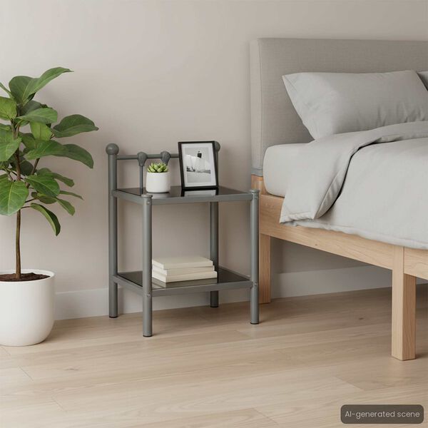 vidaXL Nočn&eacute; stol&iacute;ky 2 ks sivo-čierne kov a sklo