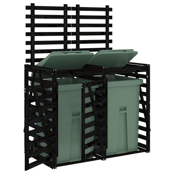 vidaXL Úložný box na dva odpadkové koše čierny masívna borovica