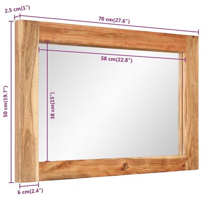 vidaXL Zrkadlo 70x50 cm masívne akáciová drevo a sklo