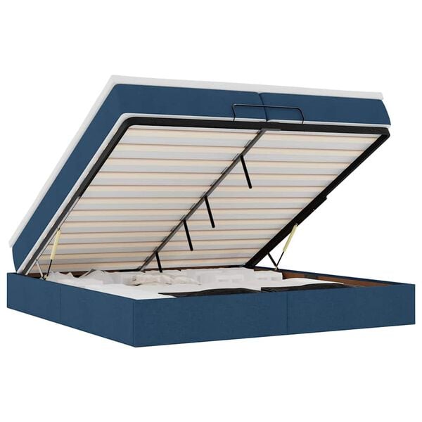 vidaXL Osmansk&yacute; r&aacute;m postele s matracmi modr&aacute; 200x200 cm l&aacute;tka