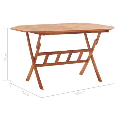 vidaXL Skladací záhradný stôl 135x85x75 cm, akáciový masív
