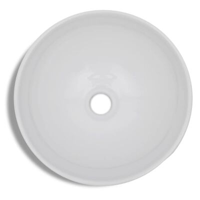 vidaXL Kúpeľňové umývadlo s pákovým kohútikom keramické okrúhle biele