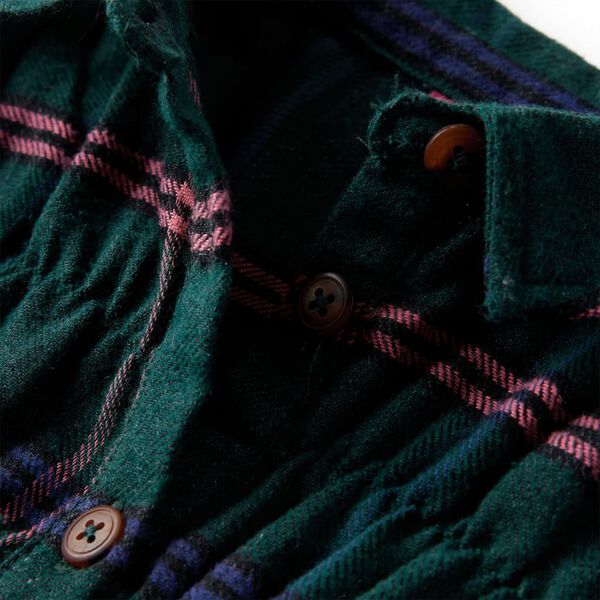 Detské šaty s dlhými rukávmi a volánmi tmavozelené 116