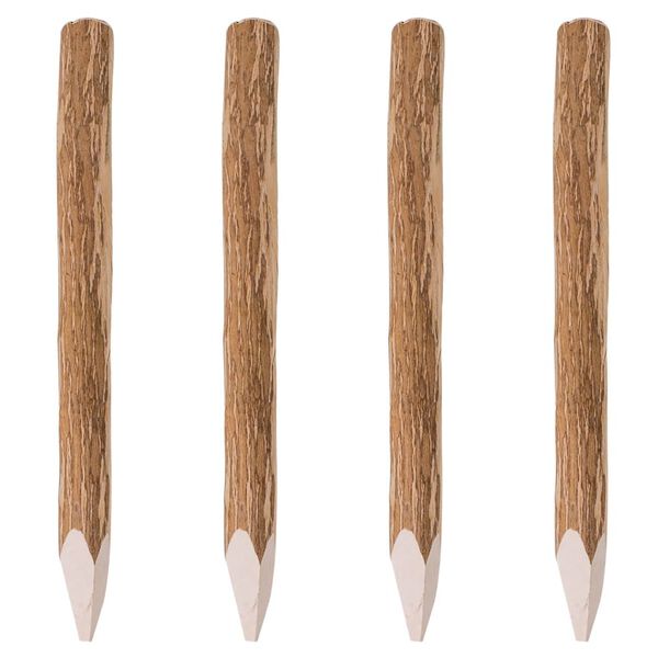 vidaXL &Scaron;picat&eacute; plotov&eacute; stĺpiky 4 ks, lieskov&eacute; drevo 90 cm