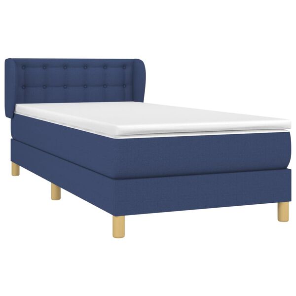 vidaXL Posteľn&yacute; r&aacute;m boxspring s matracom modr&yacute; 90x190 cm l&aacute;tka