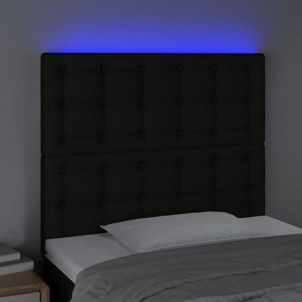 vidaXL Čelo postele s LED čierne 90x5x118/128 cm l&aacute;tka