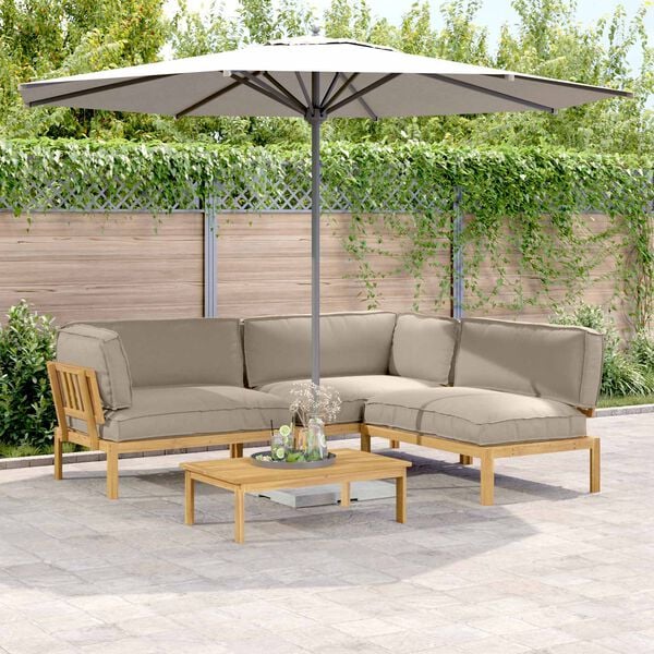 vidaXL Sada pohoviek s vank&uacute;&scaron;om 4 pcs Sivohned&aacute; Pevn&eacute; ak&aacute;ciov&eacute; drevo