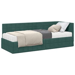vidaXL Rohov&yacute; r&aacute;m postele s matracom 2 ks Tmavozelen&aacute; 80 x 200 cm