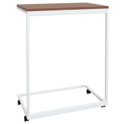 vidaXL Príručný stolík a kolieska biely 55x35x70 cm spracované drevo