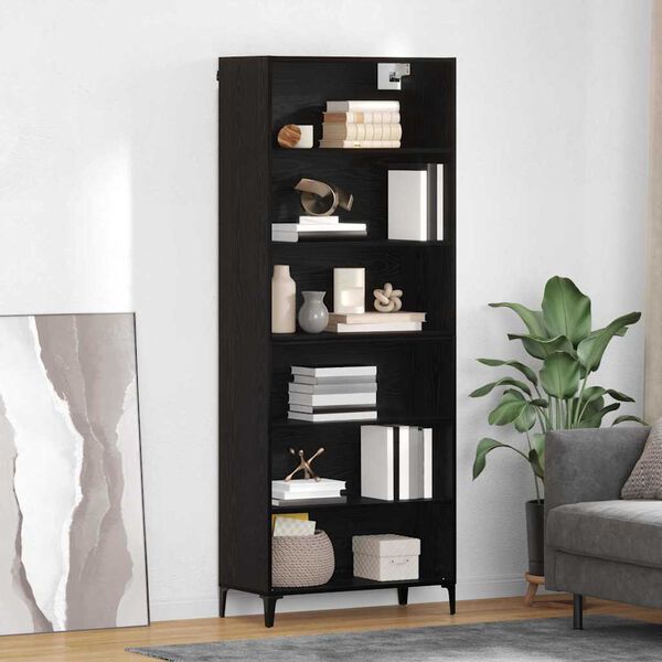 vidaXL Highboard Čierny dub 69,5 x 34 x 180 cm Kompozitn&eacute; drevo
