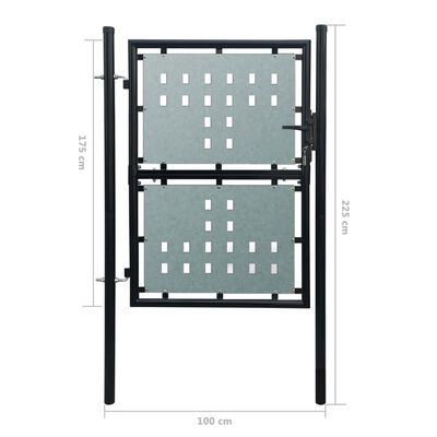 vidaXL Čierna jednokrídlová plotová brána 100x225 cm