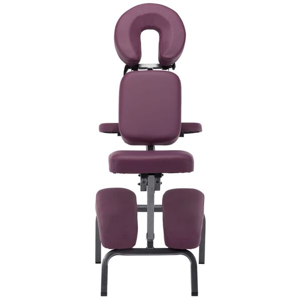 vidaXL Masážna stolička, umelá koža, burgundská červená 122x81x48 cm