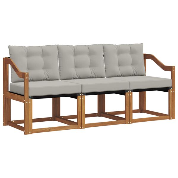 vidaXL Z&aacute;hradn&aacute; s&uacute;prava gaučov s vank&uacute;&scaron;om 3 pcs Pr&iacute;rodn&aacute; a svetlosiv&aacute;