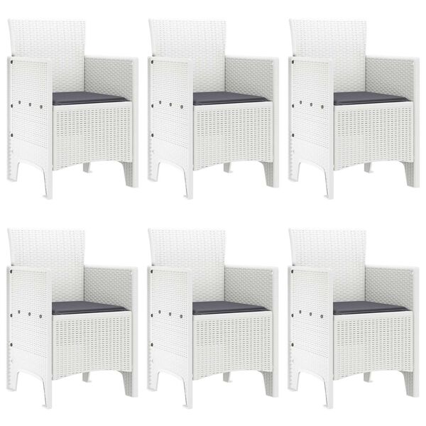 vidaXL Záhradný jedálenský set 7 pcs Biela Polt ratan