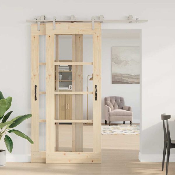 vidaXL Kovanie na posuvné dvere 183 cm, nehrdzavejúca oceľ, strieborné