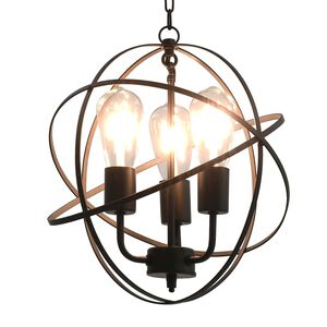 vidaXL Z&aacute;vesn&aacute; lampa čierna okr&uacute;hla 3 x E27 žiarovky