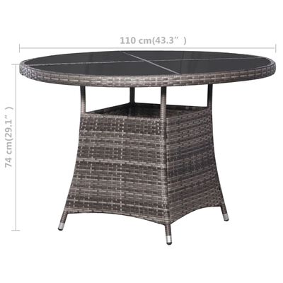 vidaXL Záhradný stôl sivý 110x74 cm polyratanový