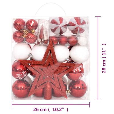 vidaXL 64-dielna sada vianočných ozdôb červená/biela