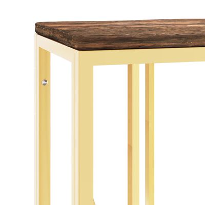 vidaXL Konzolový stolík zlatý nehrdzavejúca oceľ a recyk. masív