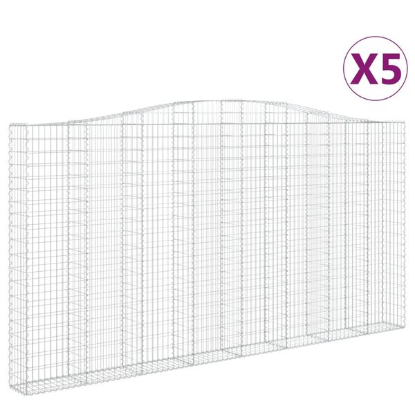 vidaXL Obl&uacute;kov&yacute; gabionov&yacute; k&ocirc;&scaron; 5 ks 400x30x200/220cm pozinkovan&eacute; železo
