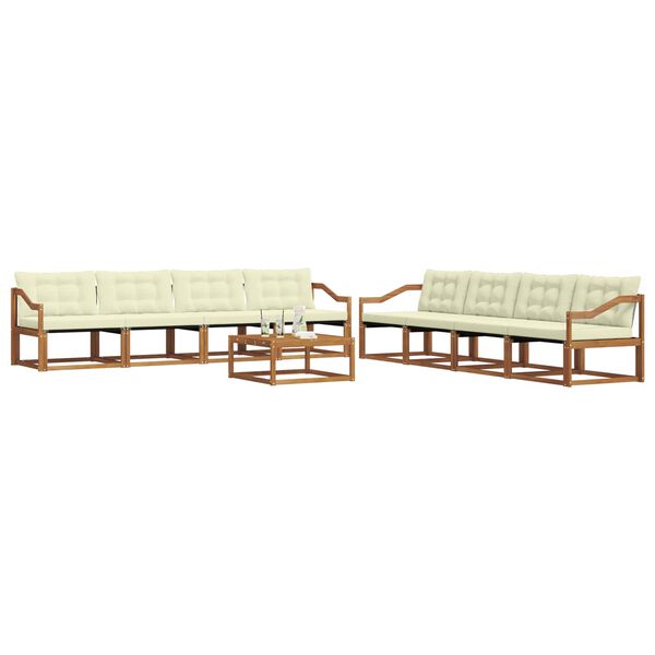 vidaXL Z&aacute;hradn&aacute; s&uacute;prava gaučov s vank&uacute;&scaron;om 9 pcs Pr&iacute;rodn&aacute; a kr&eacute;mov&aacute;