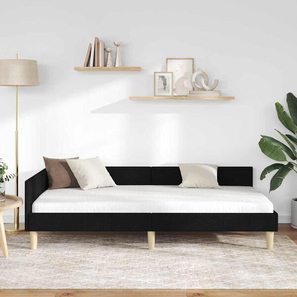 vidaXL Rohový rám postele s čelnou doskou Čierna 80 x 200 cm látka