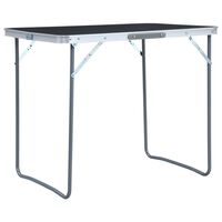 vidaXL Skladací kempingový stôl s kovovým rámom sivý 80x60 cm