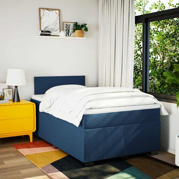 vidaXL Boxspring posteľ s matracom modr&aacute; 120x190 cm l&aacute;tka