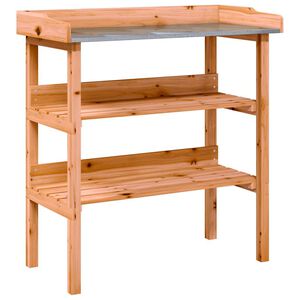 vidaXL St&ocirc;l na rastliny s policami, hned&yacute; 78x38x82,5 cm, jedľov&yacute; mas&iacute;v