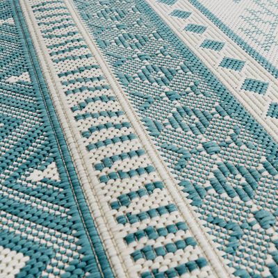 vidaXL Vonkajší koberec aqua a biely 100x200 cm obojstranný dizajn